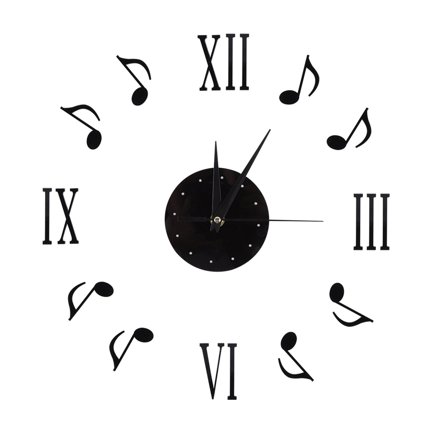 Musical Note Wall Clock with Vinyl CD Dial Plate and 3D Roman Numerals for Home Decor