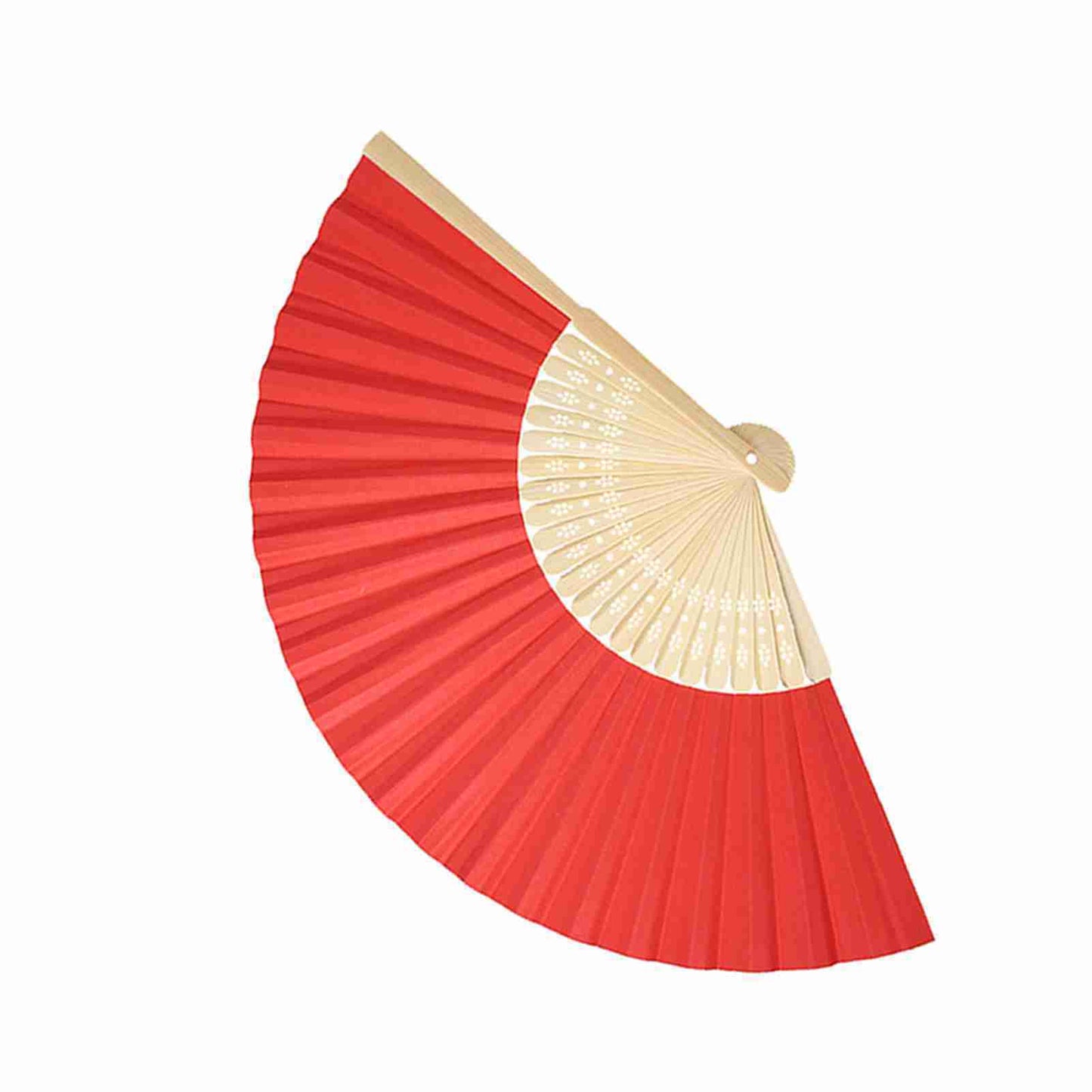 Chinese Folding Bamboo Ribs Fan DIY Blank Paper Fan Wedding Shower Party Decor #Red Color