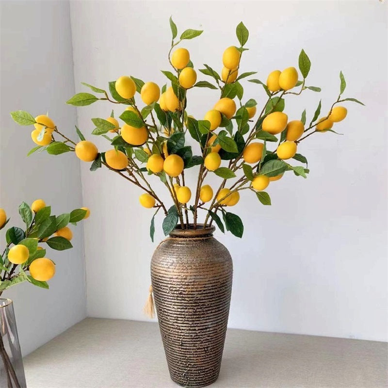 Artificial Lemon Branch Decorations High Simulation Vivid Lemon Farmhouse Style Home Decor for Living Room