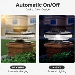 4 Pack Outdoor Solar Post Cap Lights  Cold White IP65 Waterproof For 4x4 5x5 6x6 Wooden Posts In Garden Decor