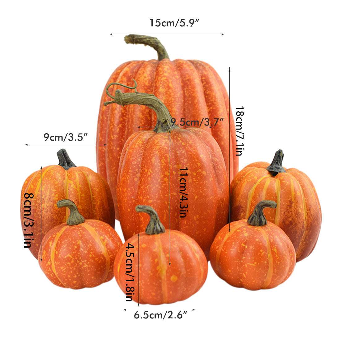 7PCS Simulation Pumpkin Model Artificial Pumpkin Decoration Home Table Decor for Thanksgiving and Halloween