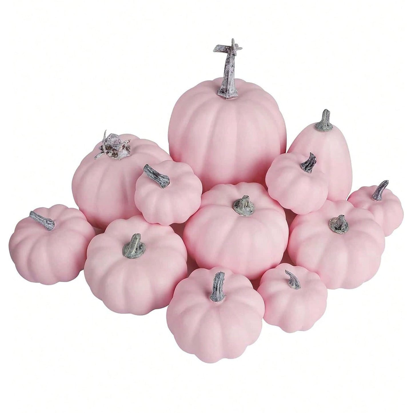 12PCS Artificial Pumpkins Pink Faux Pumpkins Decoration for Home Farmhouse Harvest Festival Decor Photo Props