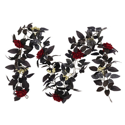 Artificial Rose Vine Decorative Hanging Flower Garland for Halloween Festival Decor 180cm