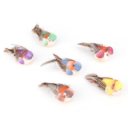 12Pcs Cute Artificial Bird Decor Simulation Bird DIY Decoration Ornament for Home Garden