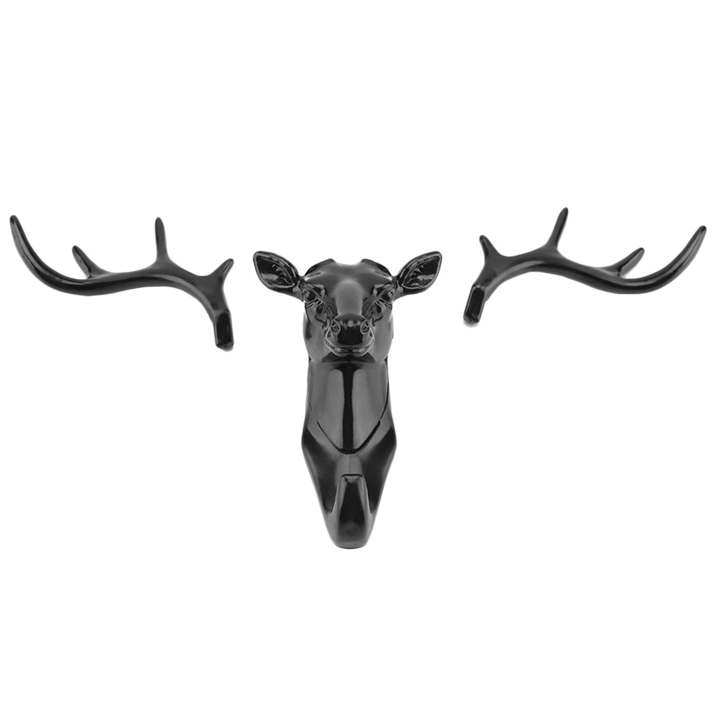 Animals Deer Head Hook Hanger Rack Holder Wall Mount for Home Room Decor(Black)