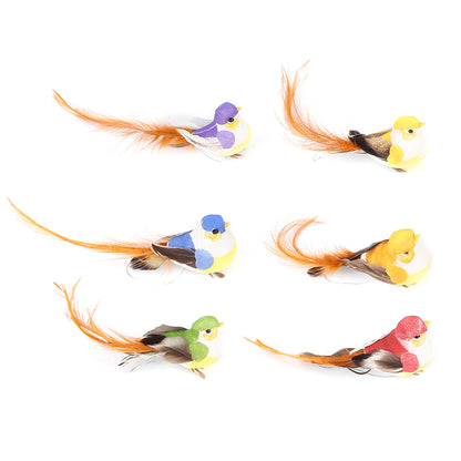 12Pcs Lovely Simulation Bird Tree Binding Artificial Bird Decor Craft for Plant Home Decoration