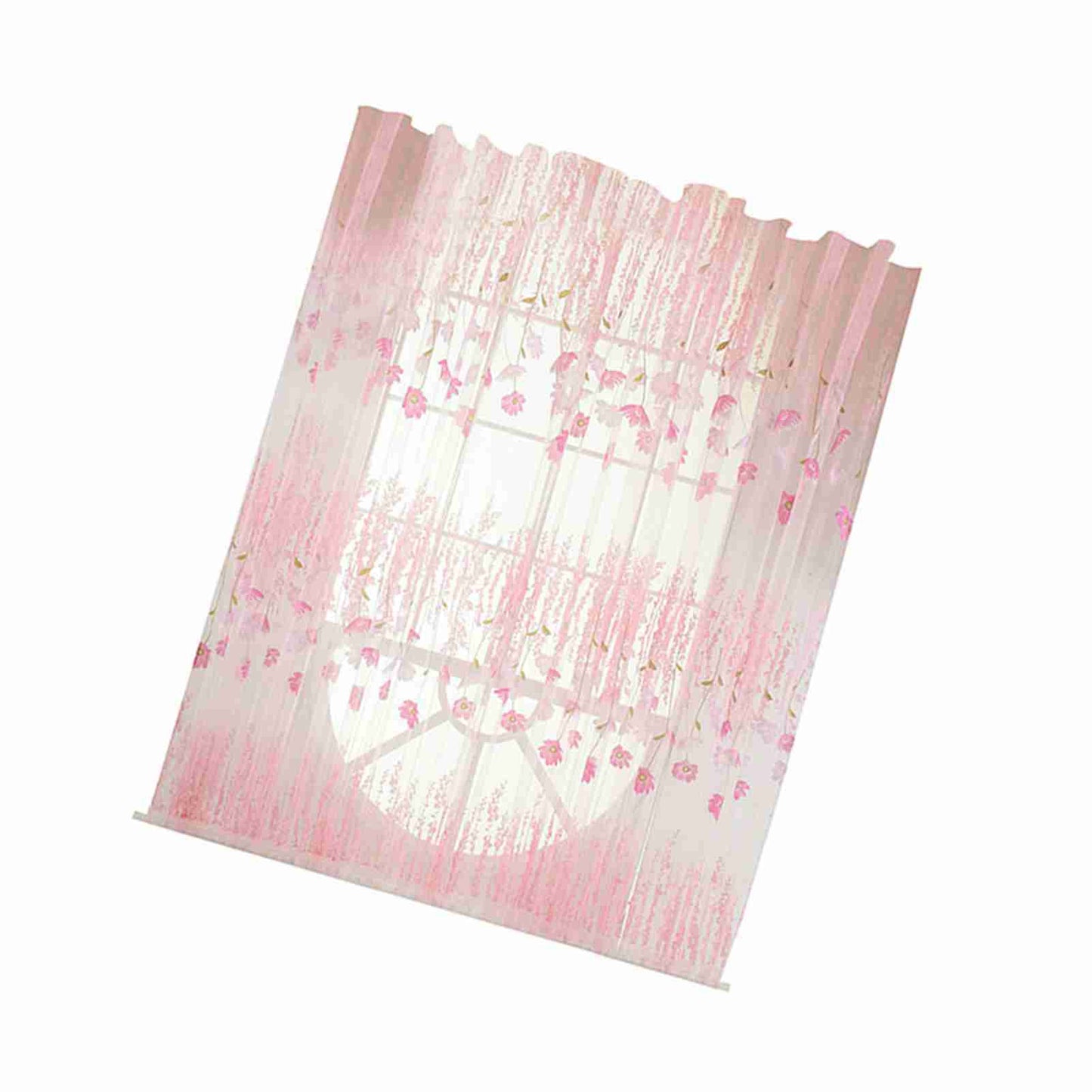 Polyester Floral Pattern Window Tulle Voile Curtain Bedroom Living Room Decor (Pink)