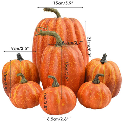 7PCS Simulation Pumpkin Model Artificial Pumpkin Decoration Home Table Decor for Thanksgiving and Halloween