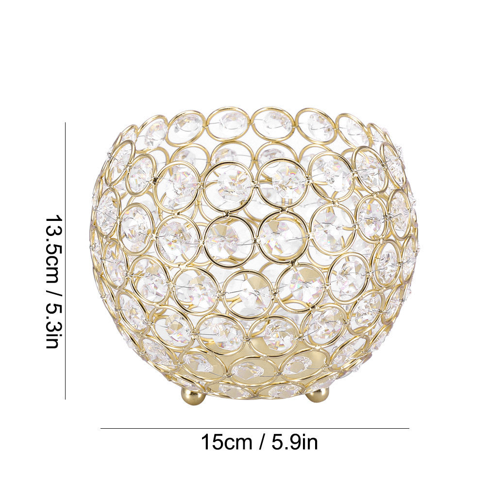 Crystal Tea Light Candle Holders Wedding Decor Table Centerpieces (Gold Diameter 15cm)