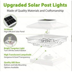 4 Pack Outdoor Solar Post Cap Lights  Cold White IP65 Waterproof For 4x4 5x5 6x6 Wooden Posts In Garden Decor