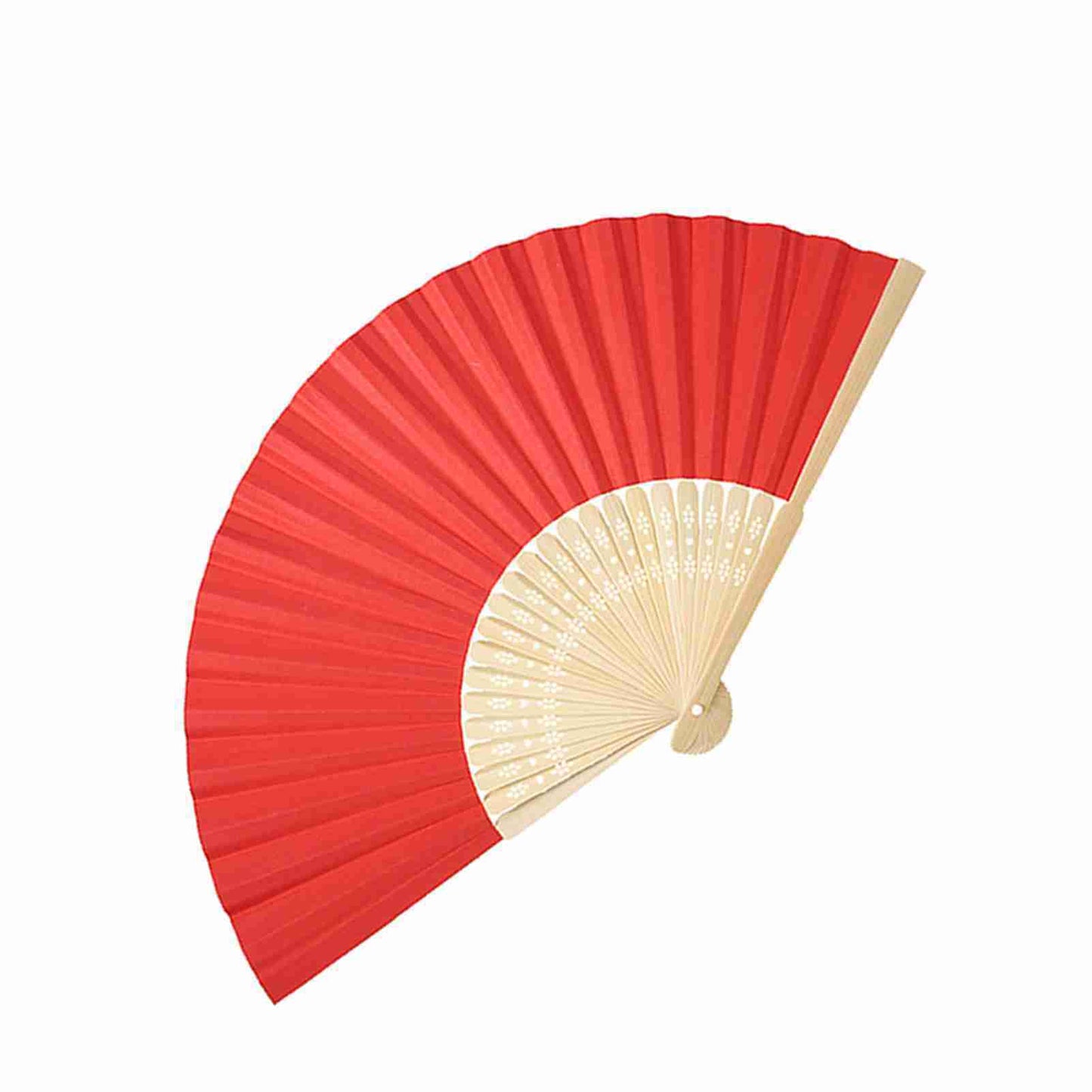 Chinese Folding Bamboo Ribs Fan DIY Blank Paper Fan Wedding Shower Party Decor #Red Color