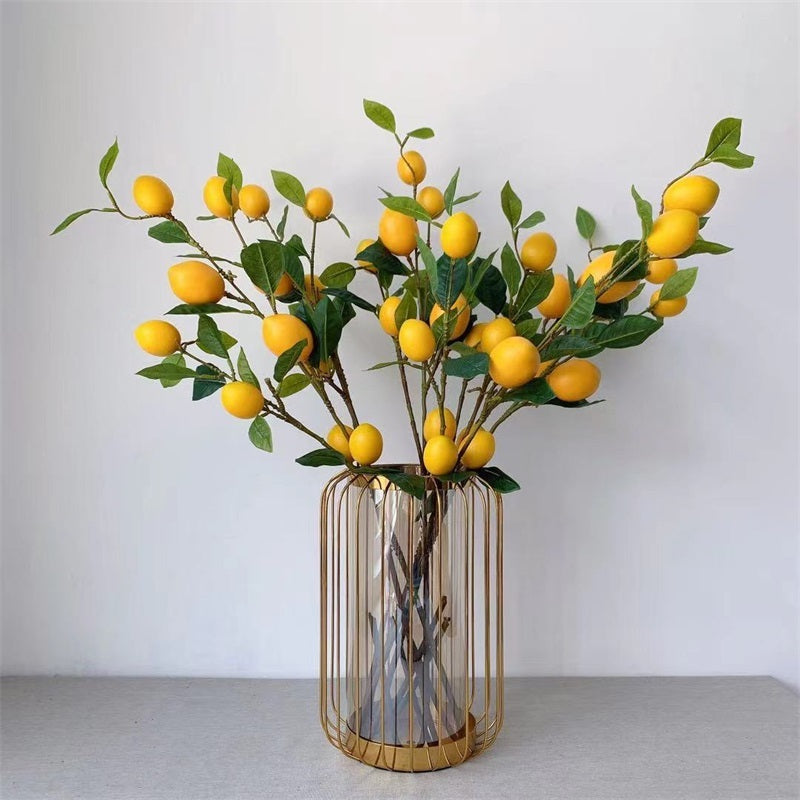 Artificial Lemon Branch Decorations High Simulation Vivid Lemon Farmhouse Style Home Decor for Living Room