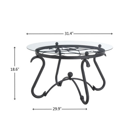 2 Piece Tempered Glass Surface Coffee Table Set, Decor Coffee Table Round End Side Table With Sturdy Construction For Living Room