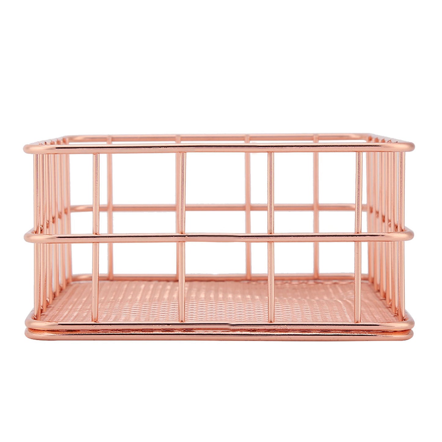 Rose Gold Iron Storage Basket Organizer Storage Holder Desktop Decor (C)