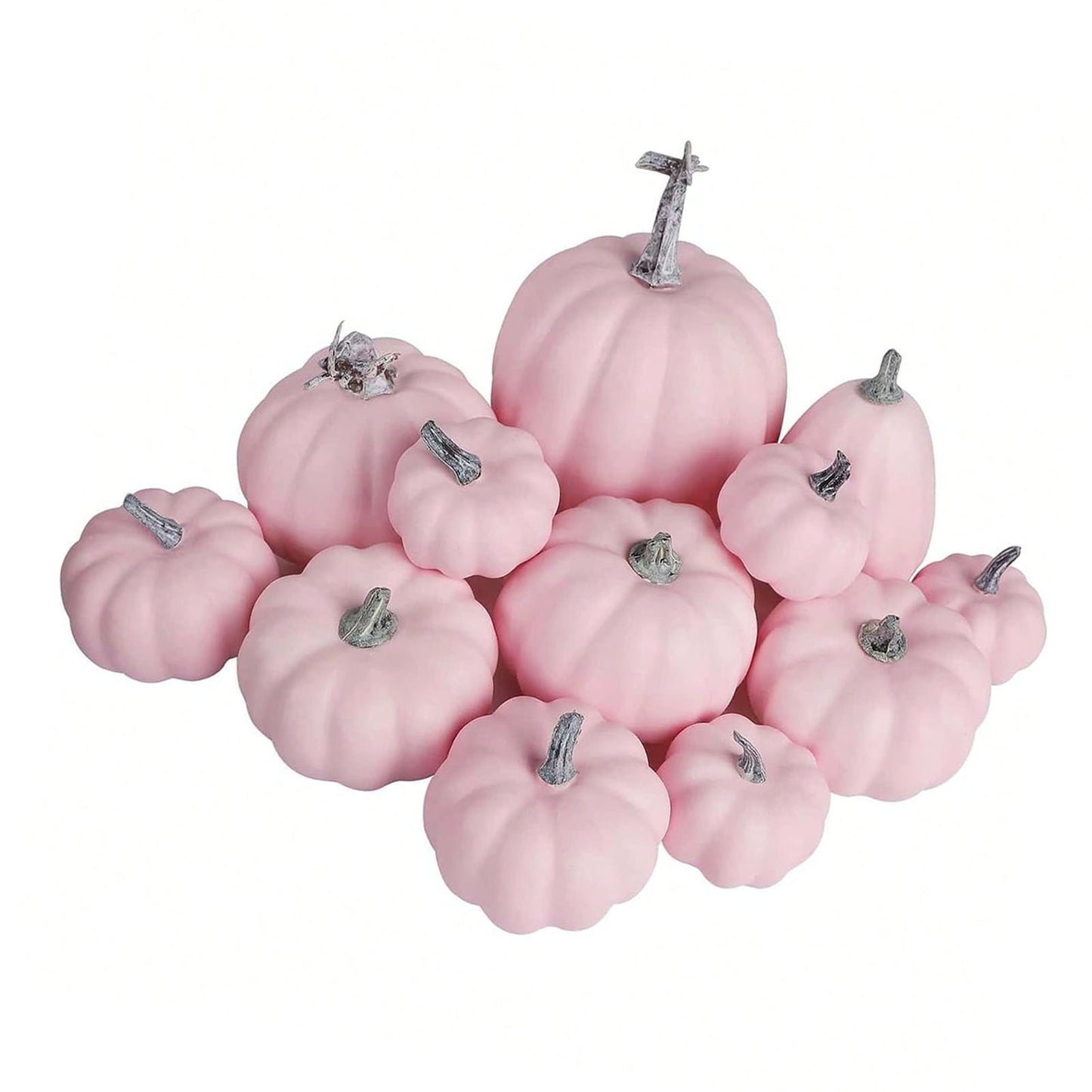 12PCS Artificial Pumpkins Pink Faux Pumpkins Decoration for Home Farmhouse Harvest Festival Decor Photo Props