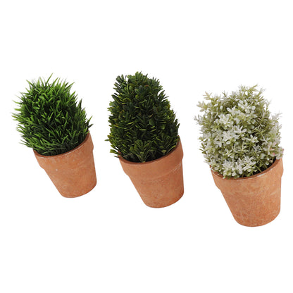 3PCS Artificial Potted Plants Set Plastic Indoor Small Fake Greenery Potted Plants for Home Bathroom Living Room Bedroom Office Desk Bookshelf Decor