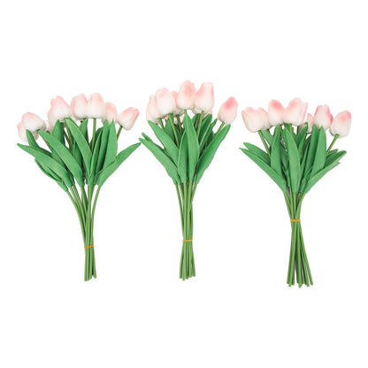 30pcs Artificial Tulips Flowers Innovative Simulation Hand Crafted PU Fake Tulips for Home Wedding Party Decor Peach Pink