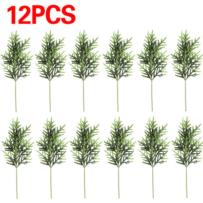 12pc Artificial Norfolk Pine Branches  Pine Needle Branch For Christmas Decor