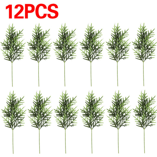 12pc Artificial Norfolk Pine Branches  Pine Needle Branch For Christmas Decor