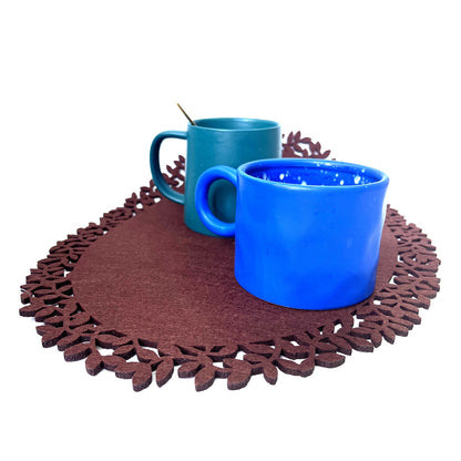 4Pcs Leaf Edge Felt Placemats Heat Insulation Coffee Cup Mat Table Decor At First