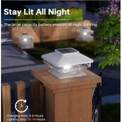 4 Pack Outdoor Solar Post Cap Lights  Cold White IP65 Waterproof For 4x4 5x5 6x6 Wooden Posts In Garden Decor