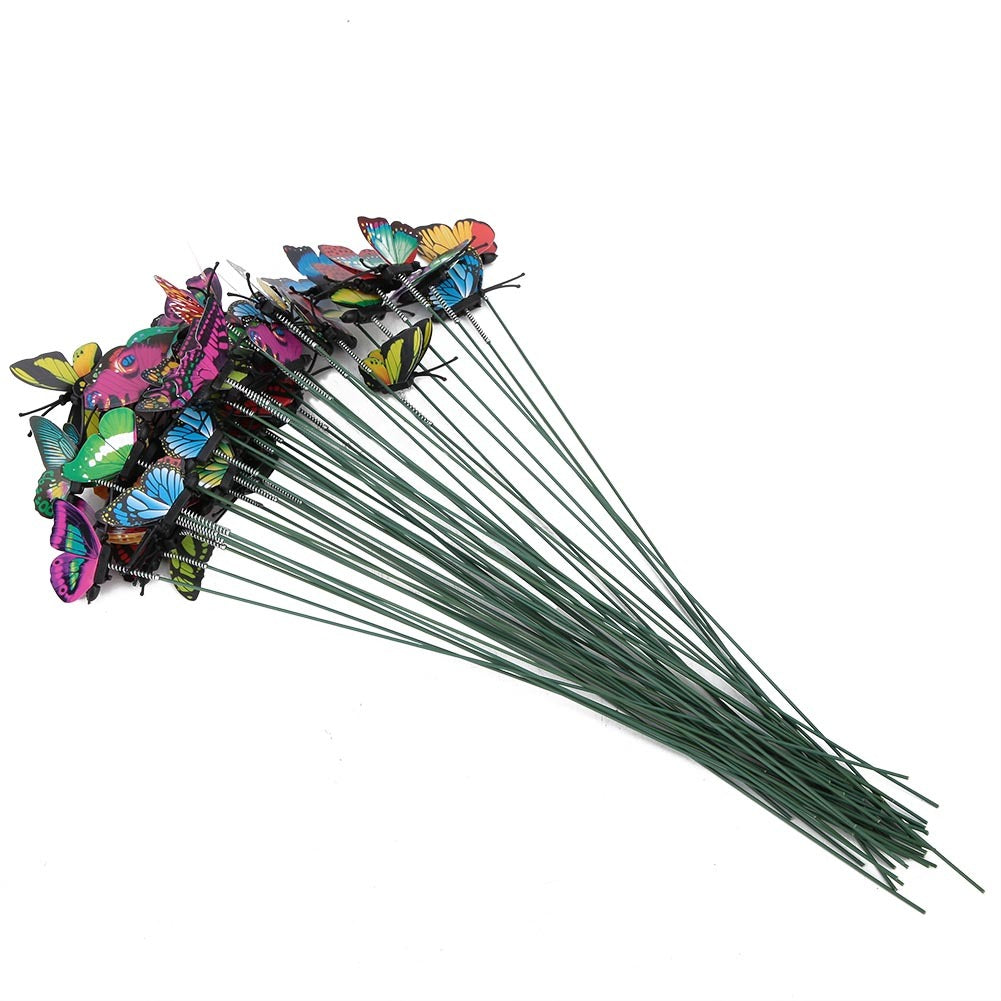 50pcs Artificial Decorative Butterfly Lawn Garden Decor Landscape Indoor Outdoor Ornaments