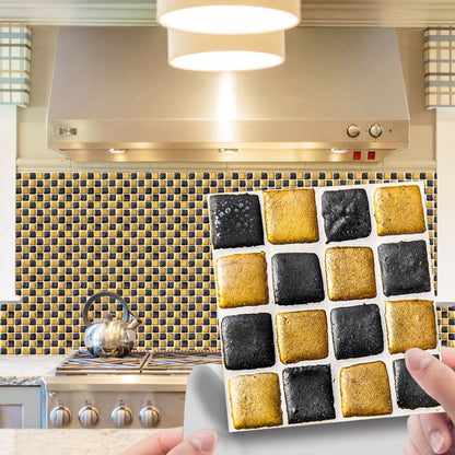 10Pcs Mosaic Tile Stickers Self Adhesive Square 3D Brick Wallpaper for Kitchen Bathroom Decor