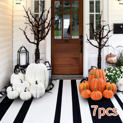 7PCS Simulation Pumpkin Model Artificial Pumpkin Decoration Home Table Decor for Thanksgiving and Halloween