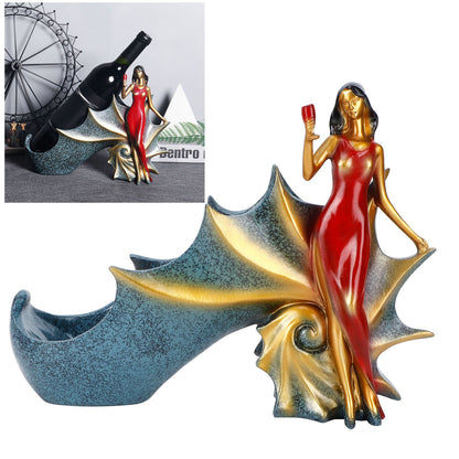 Girl Figurines Wine Holder Wine Bottle Rack Stand for Bar Counter Home Decor AccessoriesBS023‑2 Red