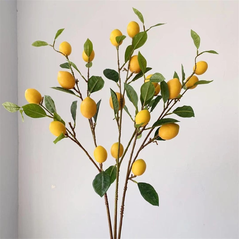 Artificial Lemon Branch Decorations High Simulation Vivid Lemon Farmhouse Style Home Decor for Living Room