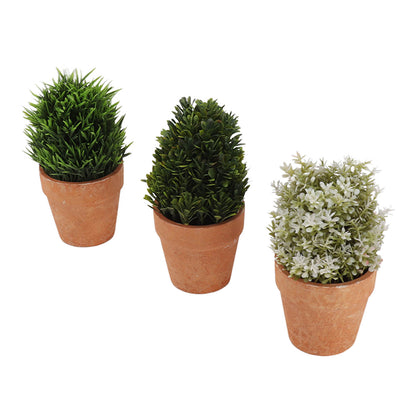 3PCS Artificial Potted Plants Set Plastic Indoor Small Fake Greenery Potted Plants for Home Bathroom Living Room Bedroom Office Desk Bookshelf Decor