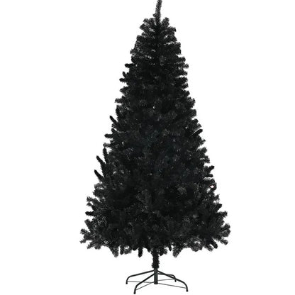 9ft Tall Artificial Christmas Tree, Unlit Xmas Tree With 2132 Branch Tips, Auto Open, Steel Base, Holiday Decor For Home Office, Black