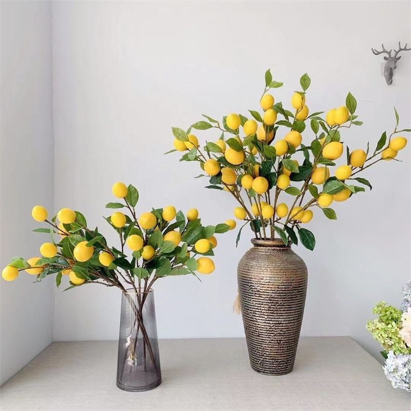 Artificial Lemon Branch Decorations High Simulation Vivid Lemon Farmhouse Style Home Decor for Living Room