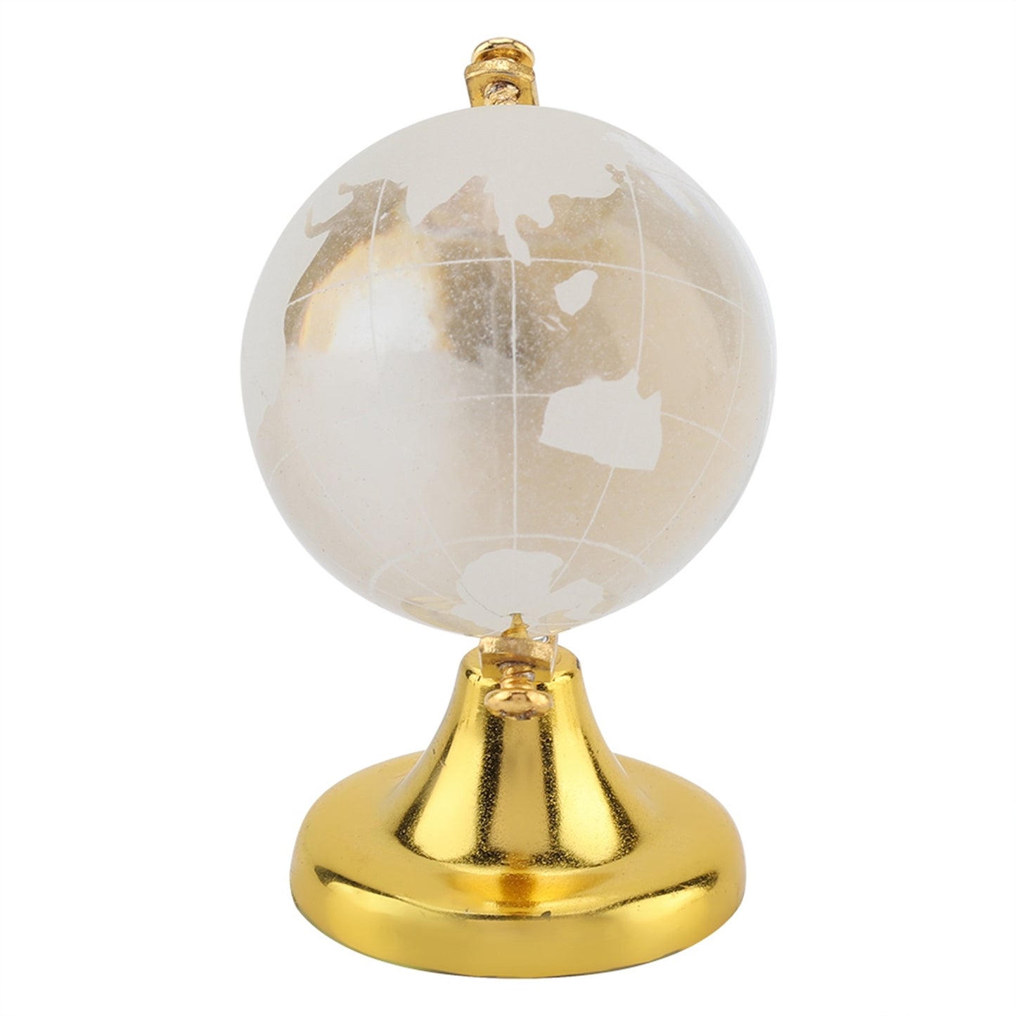 Round Earth Globe World Map Crystal Glass Ball Sphere Home Office Decor Gift (Golden)