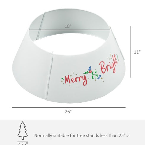 HOMCOM 26 Inch Christmas Tree Collar Ring, Stand Cover For Decor, White