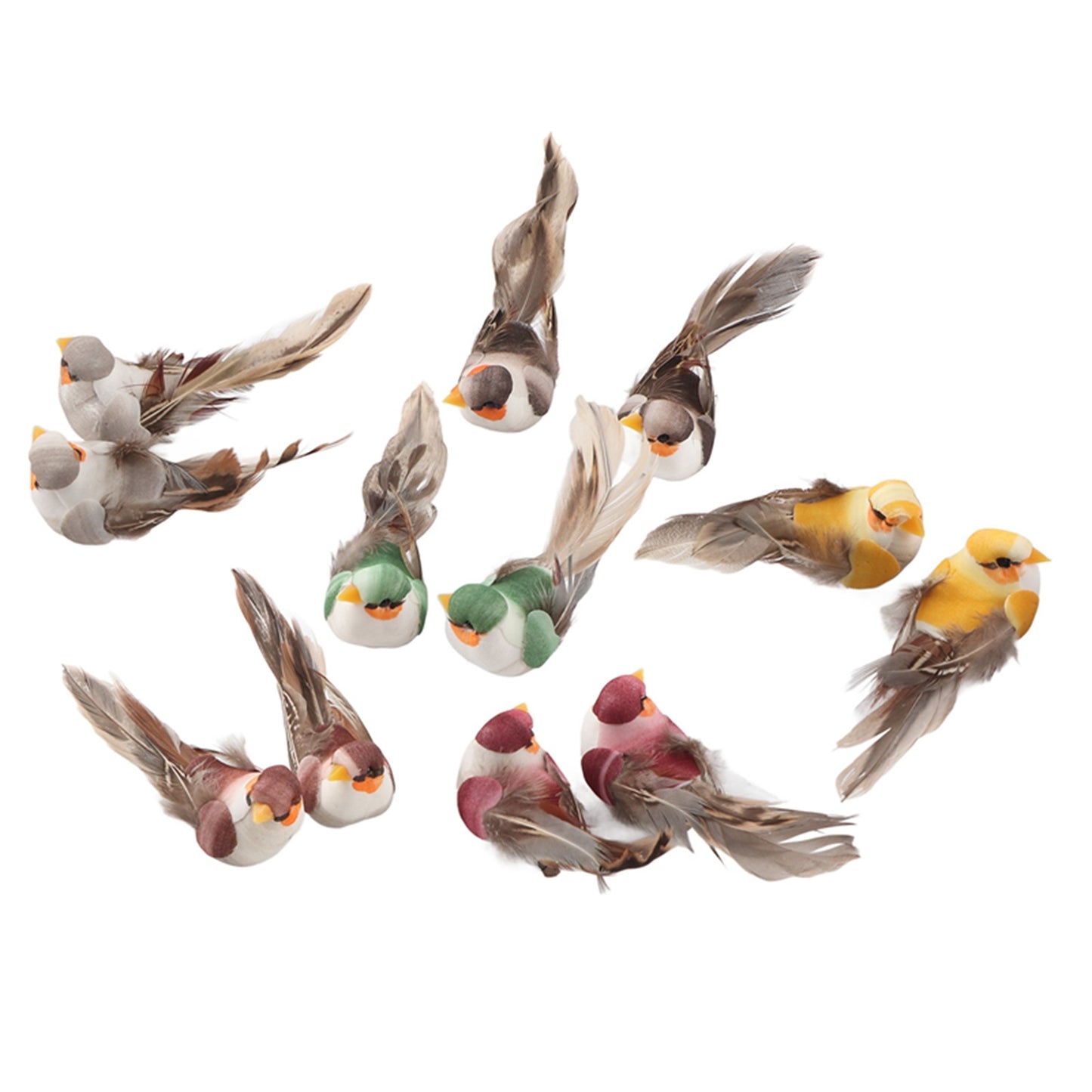 12Pcs Simulation Foam Bird Artificial Bird Decor with Clip Fixing Home Garden Plant Decoration