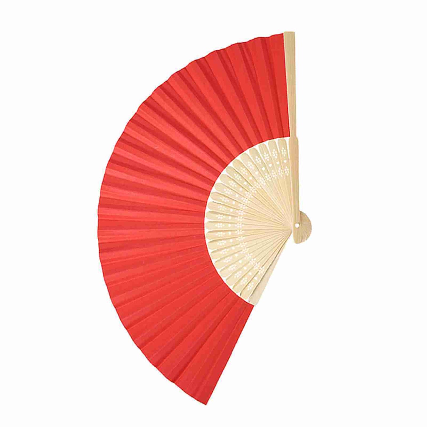 Chinese Folding Bamboo Ribs Fan DIY Blank Paper Fan Wedding Shower Party Decor #Red Color