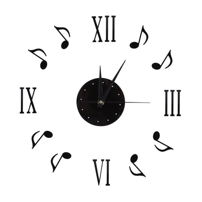 Musical Note Wall Clock with Vinyl CD Dial Plate and 3D Roman Numerals for Home Decor