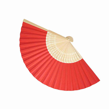 Chinese Folding Bamboo Ribs Fan DIY Blank Paper Fan Wedding Shower Party Decor #Red Color