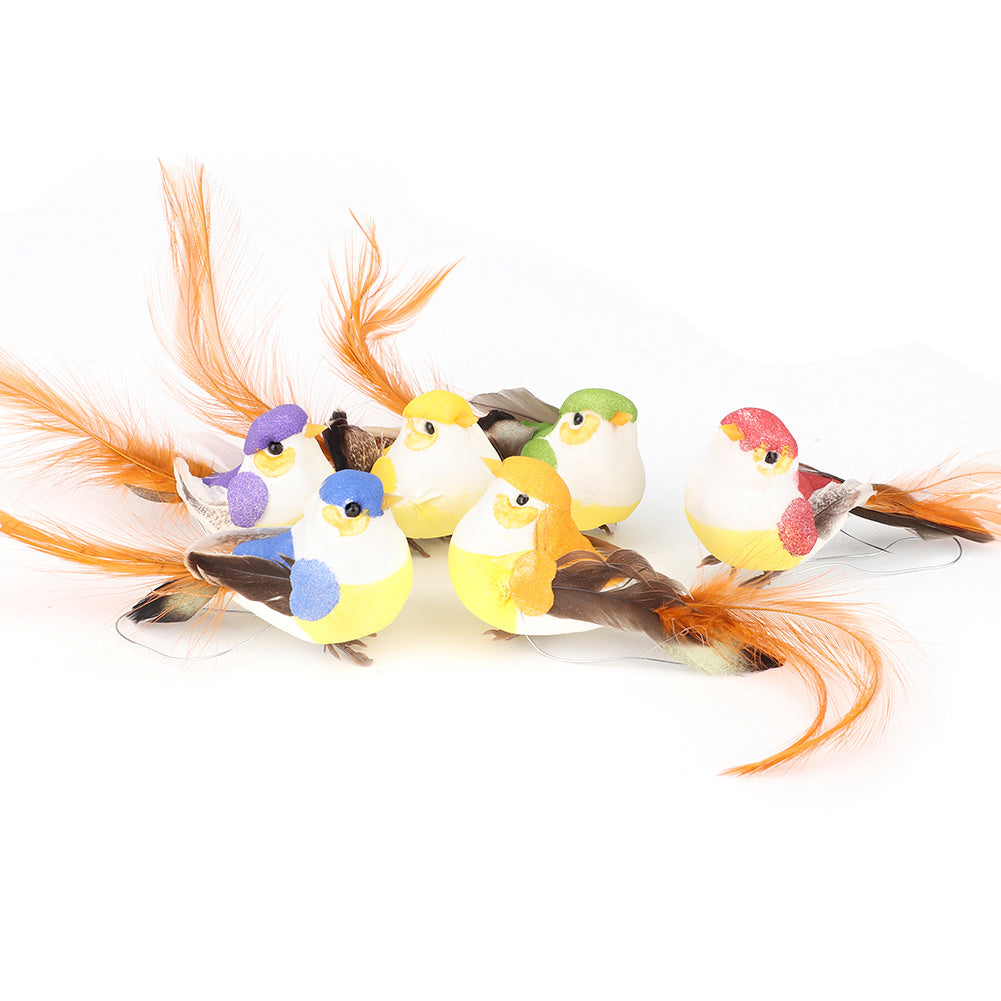 12Pcs Lovely Simulation Bird Tree Binding Artificial Bird Decor Craft for Plant Home Decoration