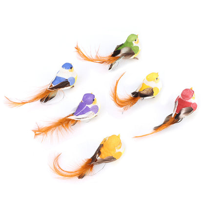 12Pcs Lovely Simulation Bird Tree Binding Artificial Bird Decor Craft for Plant Home Decoration