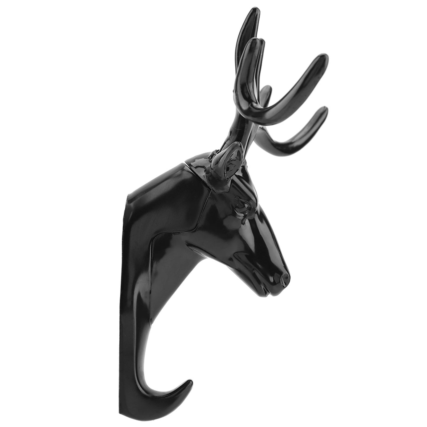 Animals Deer Head Hook Hanger Rack Holder Wall Mount for Home Room Decor(Black)