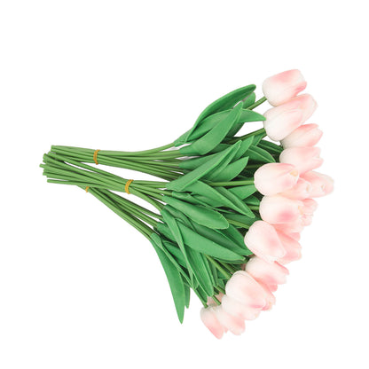 30pcs Artificial Tulips Flowers Innovative Simulation Hand Crafted PU Fake Tulips for Home Wedding Party Decor Peach Pink