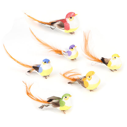 12Pcs Lovely Simulation Bird Tree Binding Artificial Bird Decor Craft for Plant Home Decoration