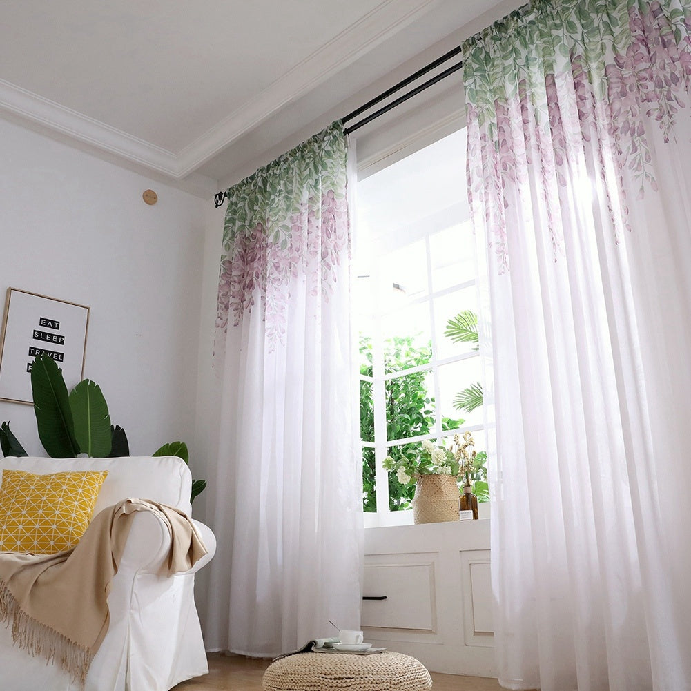 Polyester Window Curtain Valances Voile Bedroom Living Room Decor (Purple)