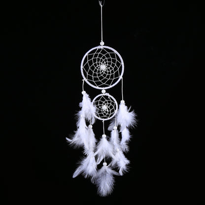 White Dreamcatcher Wind Chimes Indian Style Beads Feather Pendant Home Wall Window Decor