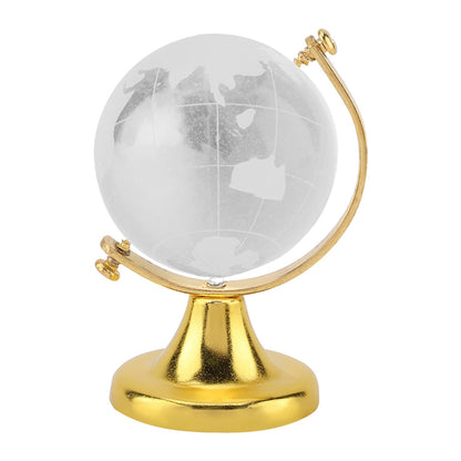 Round Earth Globe World Map Crystal Glass Ball Sphere Home Office Decor Gift (Golden)