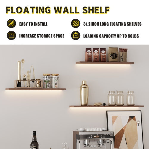 Floating Shelves, 32inch Floating Shelves For Wall Mounted, Wall Shelves For Bathroom, Dining Room, Kitchen, Floating Shelf For Books, Storage, Room Decor