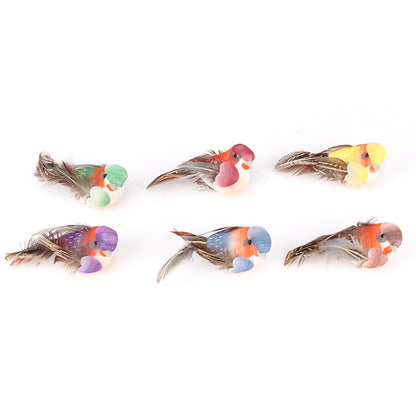 12Pcs Cute Artificial Bird Decor Simulation Bird DIY Decoration Ornament for Home Garden