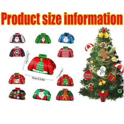 24Pcs Christmas Candy Boxes Assorted 3D Christmas Ugly Sweater Cookie Paper Boxes Cloth Shape Treat Box For Xmas Party Decor Supplies